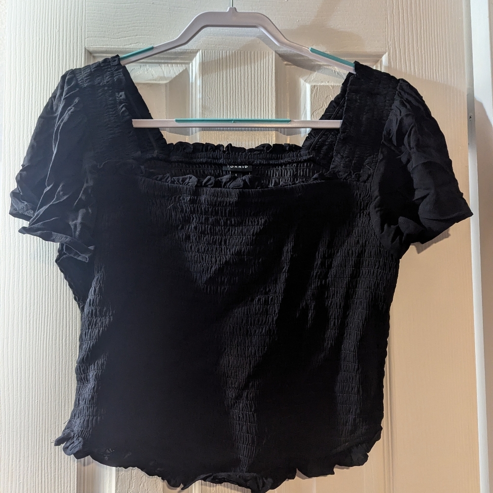 Torrid Black Smocked Blouse Cropped